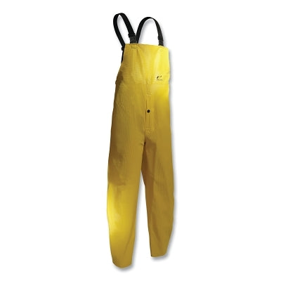 Webtex Rain Bib Overalls, 0.65 mm Thick, Heavy-Duty Ribbed PVC, Yellow, 2X-Large, Snap Fly Front