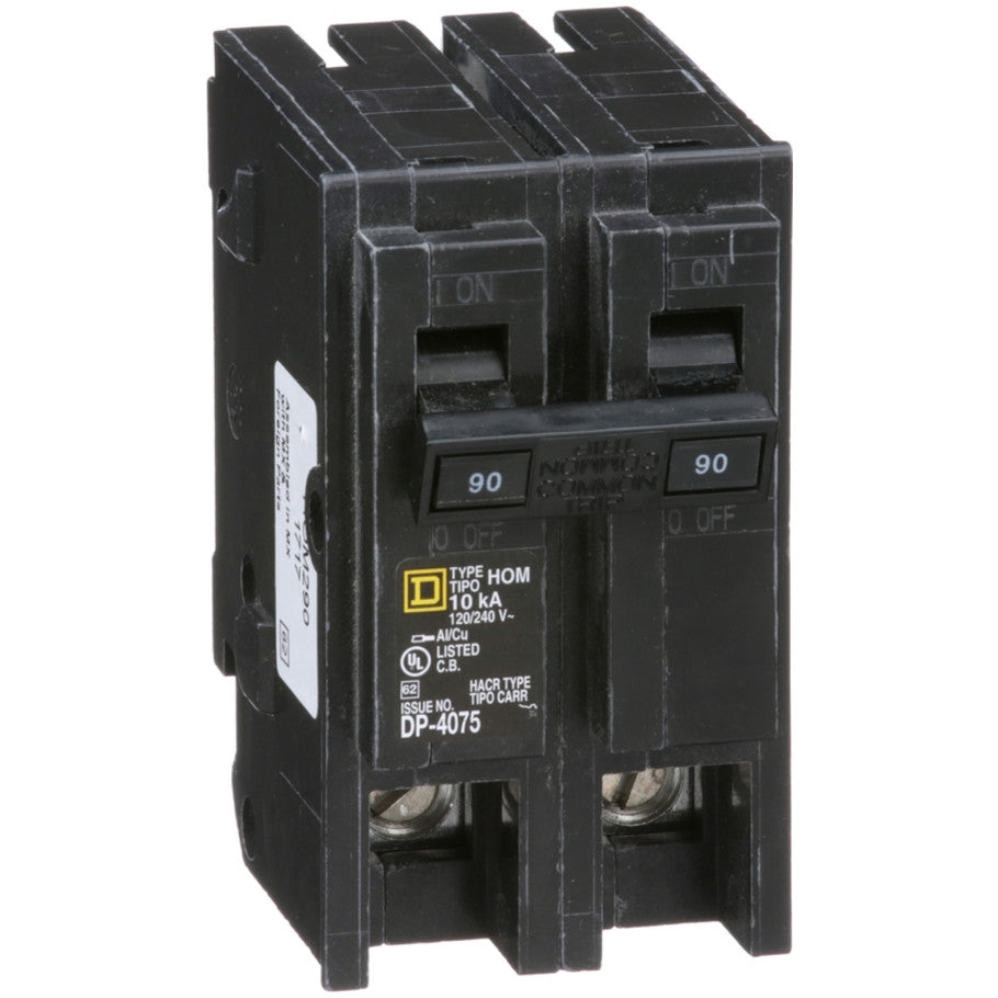 Homeline Circuit Breaker, Plug-In, 10kA, 120/240 Vac-Common Trip, 2-Pole, 90A