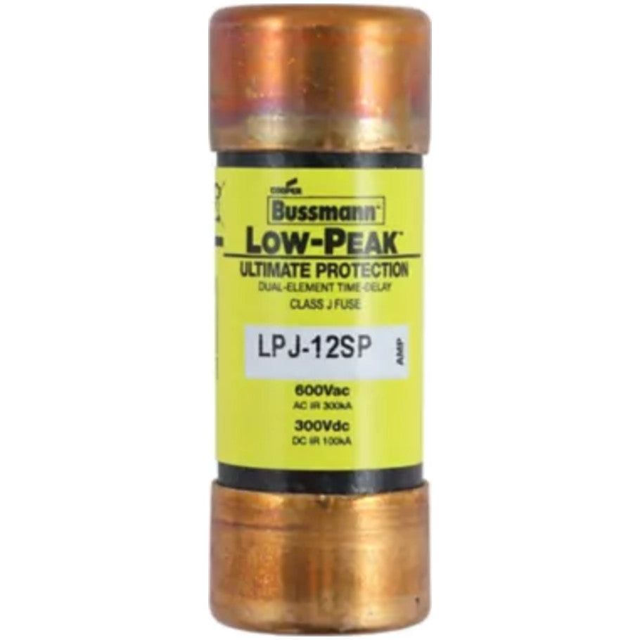 Low-Peak LPJ-SP Series Class J Time Delay Fuse, Dual-Element, Current-Limiting, 12A, 600Vac/300Vdc