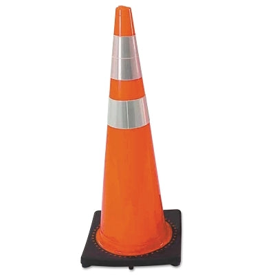 DW Series Traffic Cone, 36 in H, 10 lb PVC, Orange/Black Base