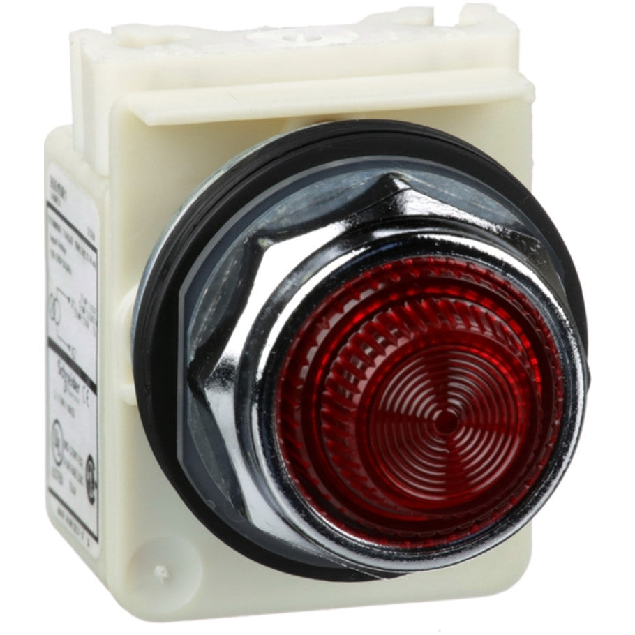 Harmony 30mm Pushbutton Pilot Light, TypeK, Transformer-Style, 120Vac, Plastic Red Fresnel Cap
