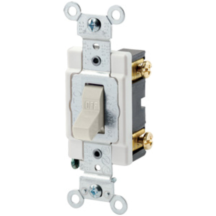 Commercial Spec Grade Toggle AC Quiet Switch, 1-Pole, 20A, 120/277V, Back and Side Wired, Light Almond