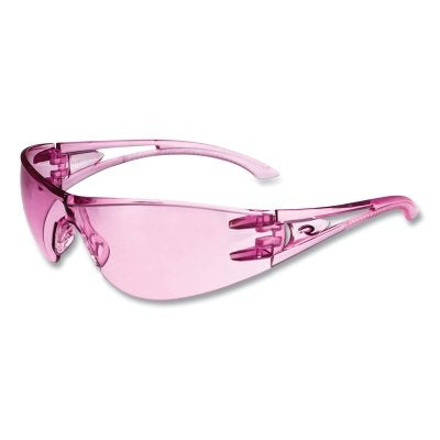 Optima Safety Eyewear, Pink Lens, Polycarbonate, Uncoated, Pink Frame