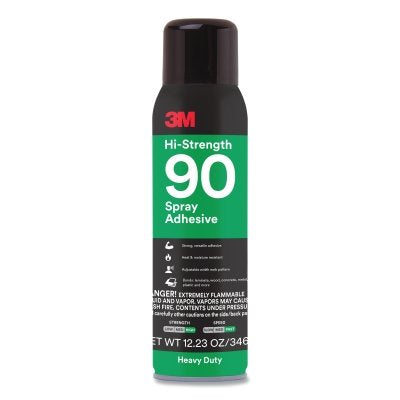 3M 076308-86235 Hi-Strength 90 Spray Adhesive, 12.23 oz, Aerosol Can, Clear, Contains 1,1-Difluoroethane