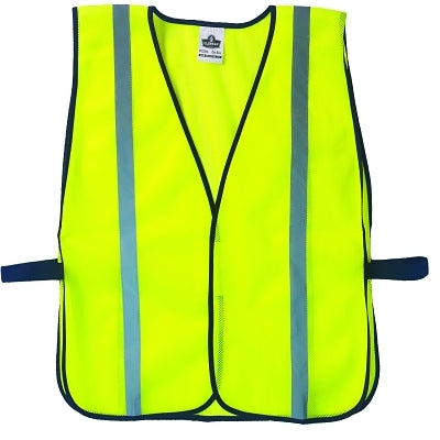 GloWear Safety Vest, 8020HL, Non-Certified, 1 in Reflective Strip, Hook and Loop, One Size, Lime