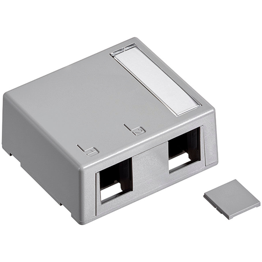 QuickPort Surface Mount Box, Plenum Rated, 2-Port, Gray