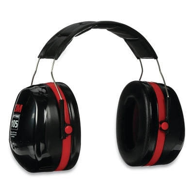 3M H10A PELTOR Optime 105 Earmuffs, 30 dB, Black/Red, Over-the-Head