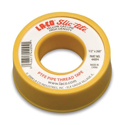 Slic-Tite PTFE Thread Tape, 260 in L, 1/2 in W, 4 mil, Yellow