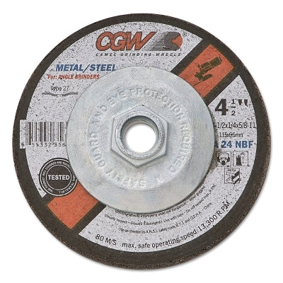 1/4 in Depressed Center Wheel Type 27, 4-1/2 in dia, 7/8 in Arbor, A24N