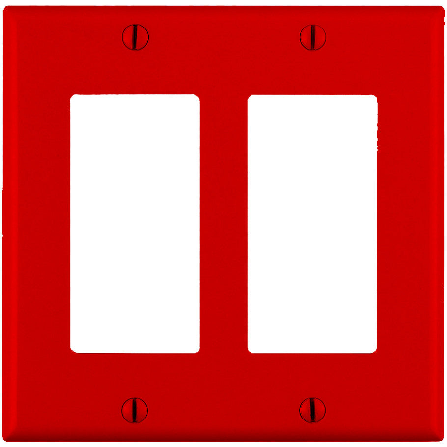 Wall Plate, Decora/GFCI Device, 2-Gang, Device Mount, Red Thermoplastic Nylon