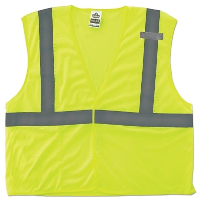 GloWear Safety Vest, 8210HL, Mesh, Class 2, Type R, 2 in Reflective Tape, 2 Pockets, Hook and Loop, 2X-Large/3X-Large, Lime