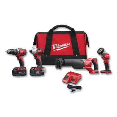 M18 Cordless 4-Tool Combo Kit, 18 V, Lithium Ion