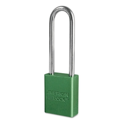 Solid Aluminum Padlocks, 1/4 in Dia, 3 in L X 3/4 in W, Green