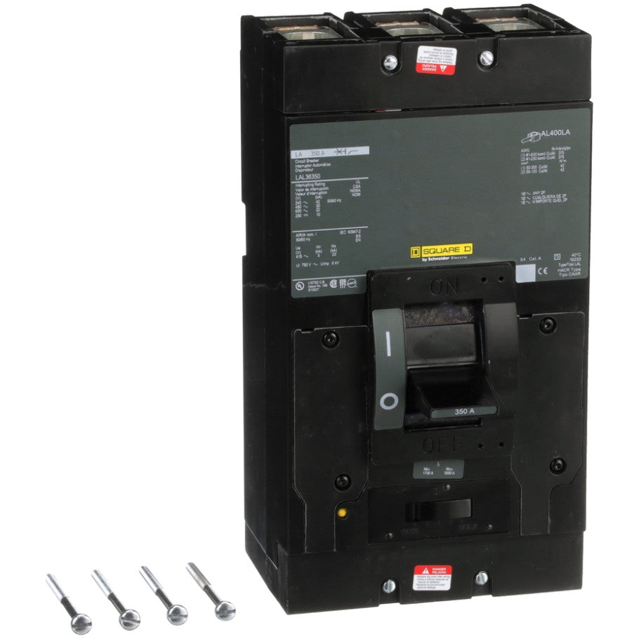 Circuit breaker, LA, 350A, 3 pole, 600VAC, 22kA, 250VDC, 10kA, lugs, thermal magnetic