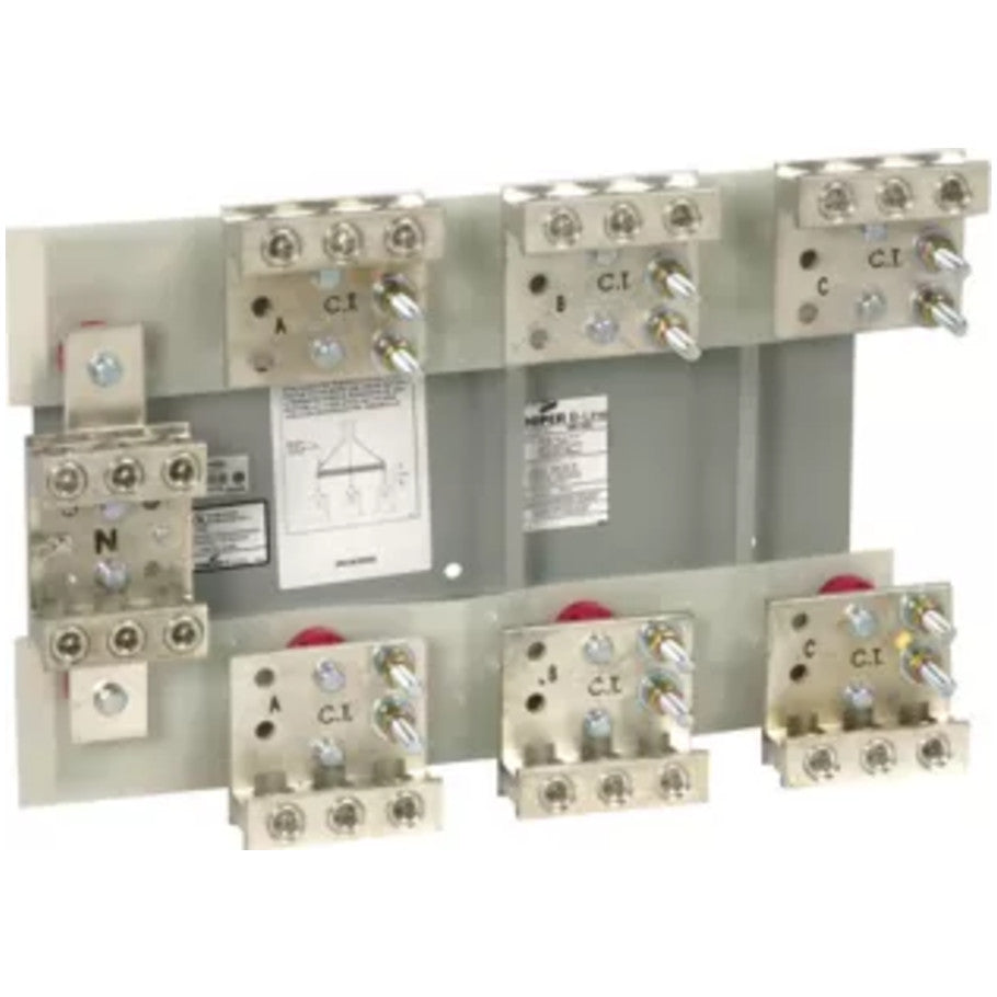 CT Mounting Base, 800A, (3) CT Provisions, 3-Phase, 50kA, OH/UG,  4-600MCM Line/Load, Bar Mounts: 1/2 Studs on 1-3/4 in. Centers