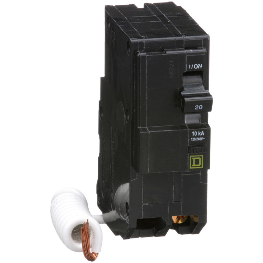 Mini circuit breaker, QO, 20A, 2 pole, 120/240VAC, 10kA, plug in, 30mA grd fault B  TAA