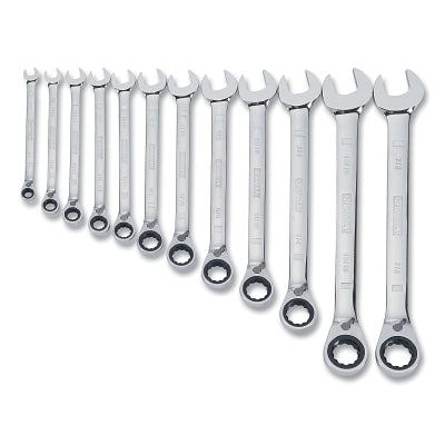 Ratcheting Combination Wrench Set, 12-Pc, Metric, 8 mm to 19 mm Opening Size