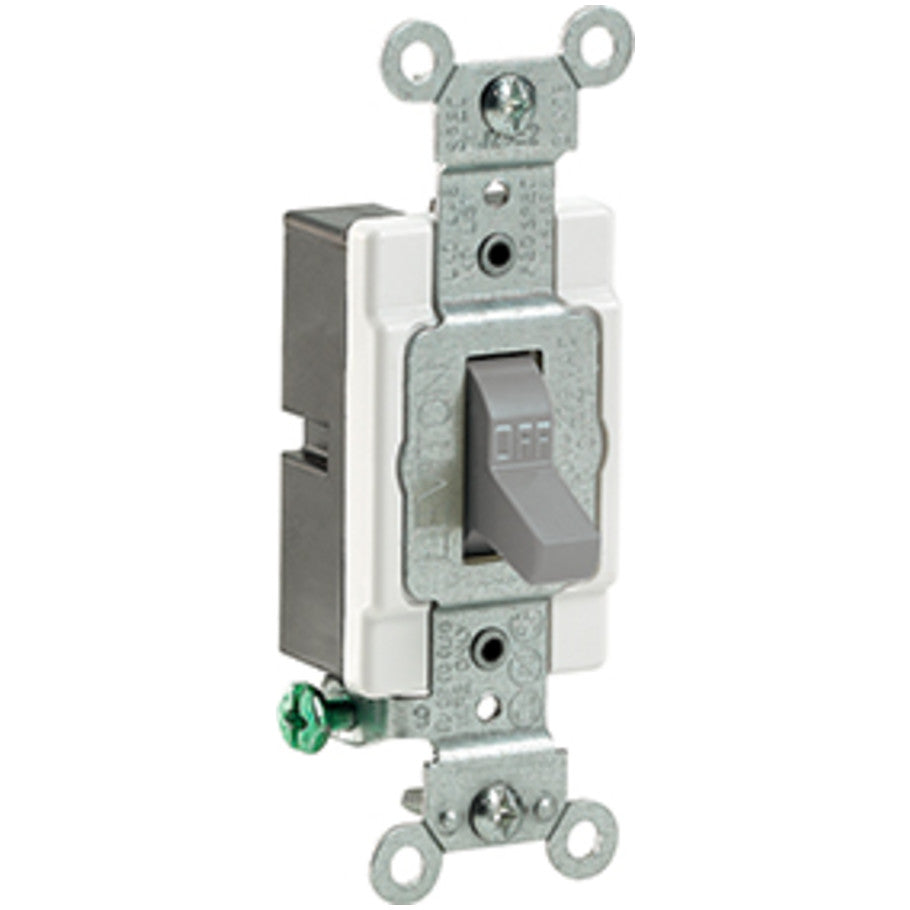 Toggle AC Quiet Switch, 1-Pole, 20A, 120/277V, Side Wired, Gray