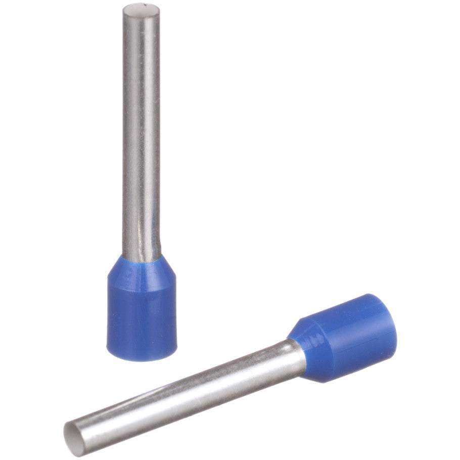 Insulated Ferrule, Copper, Tin-Plated, 14 AWG, Polypropylene Insulation, Blue, 0.71 L x 0.14 Dia. in.
