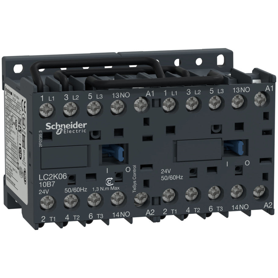 TeSys K Mini IEC Contactor, Reversing, Screw Clamp Connection, 12A Inductive, 20A Resistive, 24 Vac Coil, 1NO
