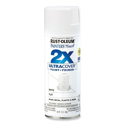 Painter's Touch 2X Ultra Cover Gloss Spray Paints + Primer, 12 oz, Aerosol Can, White