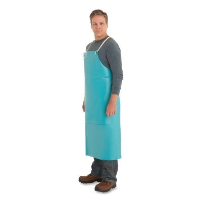 PVC Adjustable Apron, 56-102, 18 mil, 48 in Ties, 33 in W, 49 in L, Green