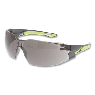 MCR Safety Hulk HK5 Series Safety Glasses, Gray Lens, UV-AF Anti-Fog Coating, Black/Hivis Lime Polycarbonate/TPR Temple