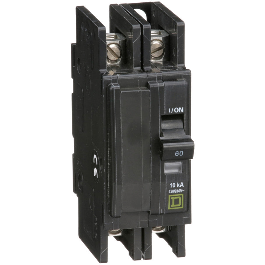 QOU Miniature Low Ampere Circuit Breaker, Unit-Mount, 10kA, 120/240 Vac, 2-Pole, 60A