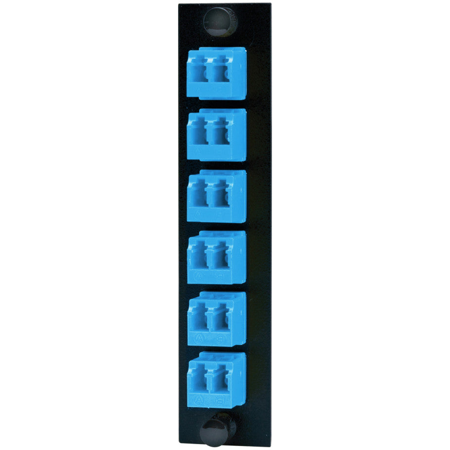 Fiber Optic Panel Adapter, 12-Fiber, 6) LC Duplex, Zircon Sleeves, Blue