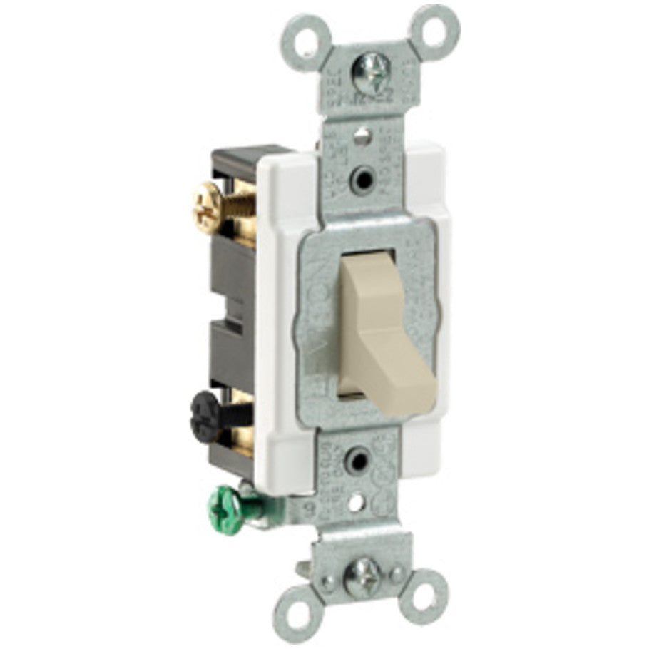 Toggle AC Quiet Switch, 2-Pole, 20A, 120/277V, Side Wired, Ivory