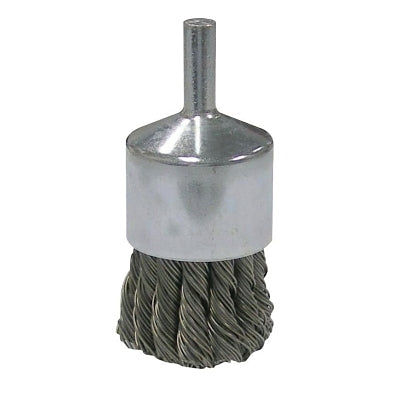 Vortec Pro Stem Mtd Knot Wire End Brushes, Carbon Steel, 1 in Dia, .014 Wire