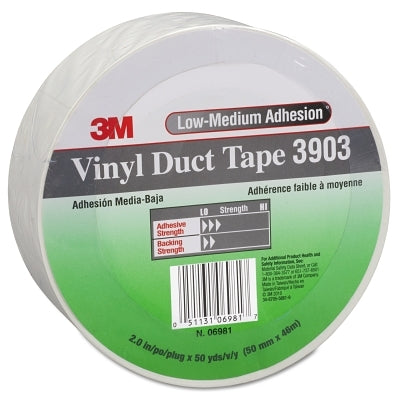 3M 051131-06981 Vinyl Duct Tape 3903, White, 2 in x 50 yd x 6.5 mil