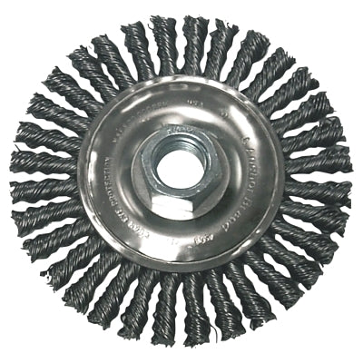 Stringer Bead Wheel Brushes, 7 in D x 3/6 in W, 0.02 in, Stainless Steel