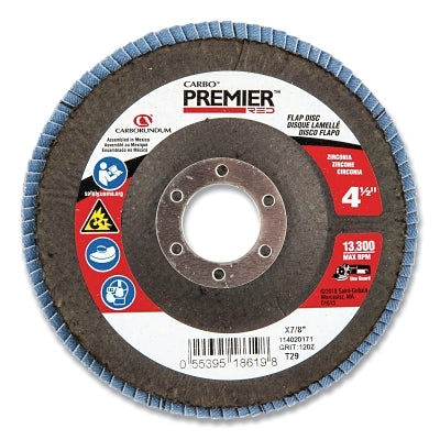 Premier Red Zirconia Alumina Type 29 Flap Disc, 4-1/2 in dia, 120 Grit, 7/8 in Arbor