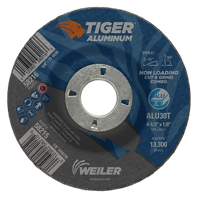 Aluminum Combo Wheels, 4 in Dia., 3/8 in Arbor, Type 1, 24 Grit, Alum. Oxide