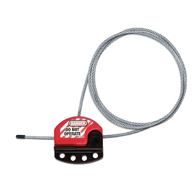 Adjustable Cable Lockout, 5/32 in dia, 3 ft L, Red