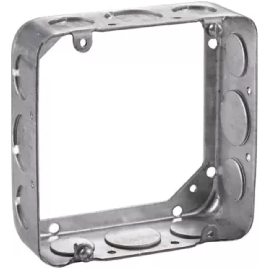4-11/16 in. Square Box Extension Ring, Steel, 1-1/2 in. Deep, (8) 1/2 and (4) 3/4 in. Side Knockouts, 29.5 cu. in. Capacity