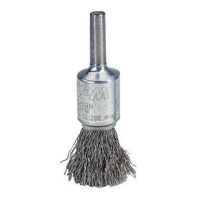 Crimped Wire Solid End Brush, Steel, 22,000 rpm, 1 in x 0.014 in