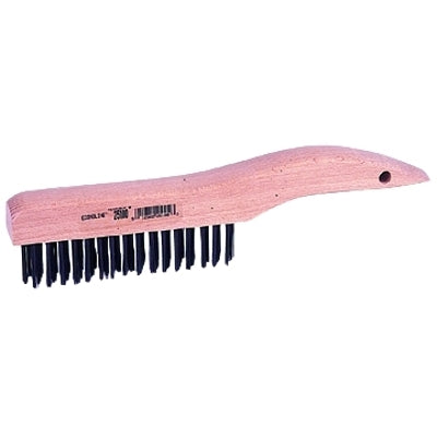 Economy Scratch Brush, 10 in L, 4 X 16 Rows, Steel Wire, Shoe Hardwood Handle