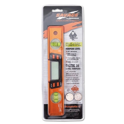 Savage Digital Torpedo Magnetic Level, 9 in L, 2 Vials