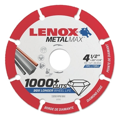MetalMax Cut-Off Wheels, 5 in Dia., 7/8 in Arbor, 12200 rpm