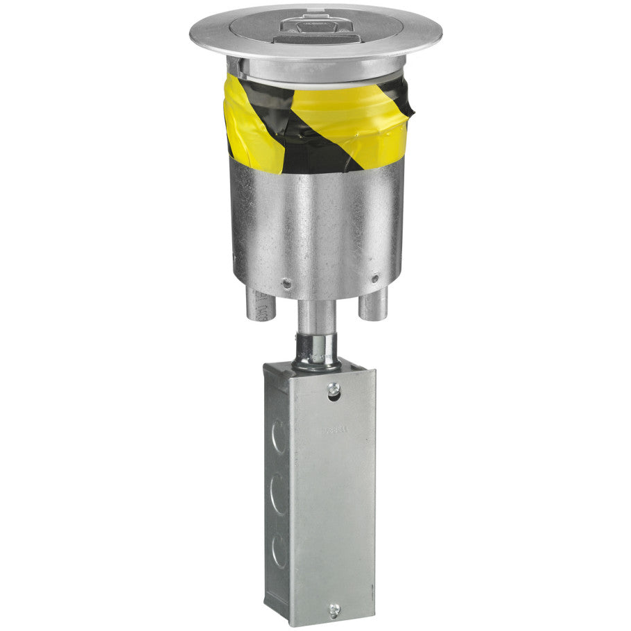 Hubbell Wiring Device Kellems, Fire Rated Poke Throughs, Recessed 4"Series, Through Floor Fitting with Aluminum Cover