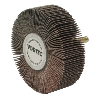 Wolverine Mounted Flap Wheel, Unthreaded, 1/4 in dia Stem x 3 in dia x 1 in W, 120 Grit, 23000 RPM