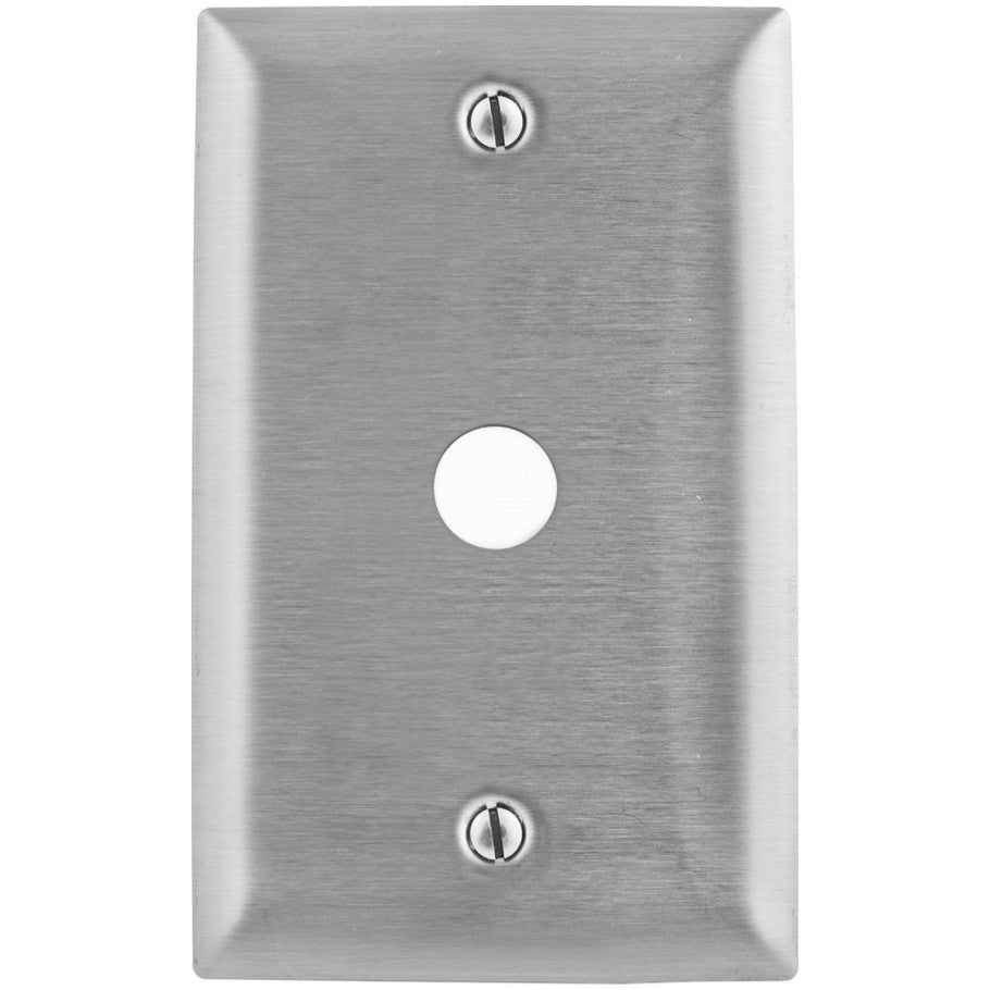 Wall Plate, 1-Gang, (1) Telephone/Coaxial Cable, Hole Dia. 0.640 in., Box Mount, 302/304 Stainless Steel, Brushed