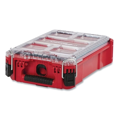 PACKOUT Compact Oraganizer, 4 Small Bins, 1 Large Bin, 8 in W x 12 in D, 3.9 in H, Red