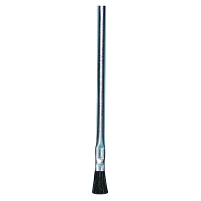 Tin Handle Acid Brush, 6 in L, Tin, Stiff Black Horsehair