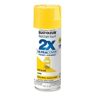 Painter's Touch 2X Ultra Cover Gloss Spray Paints + Primer, 12 oz, Aerosol Can, Sun Yellow