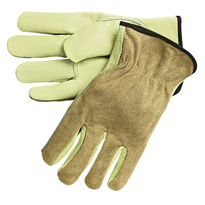 Cowhide Palm/Split Leather Back Drivers Gloves, 3205, Large, CV Cow Grain Palm, Beige/Brown