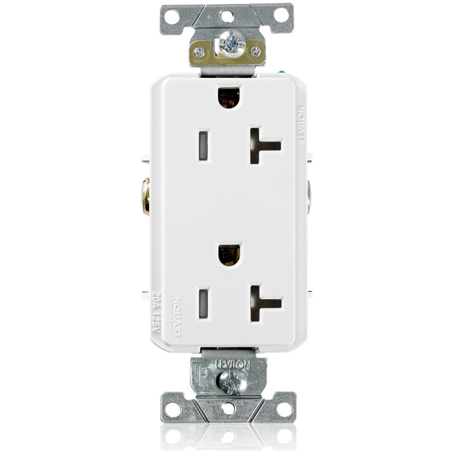 Decora Plus Duplex Receptacle, Tamper-Resistant, 20A, 125V, 2P3W, NEMA 5-20R, Smooth Face, Self-Grounding, White