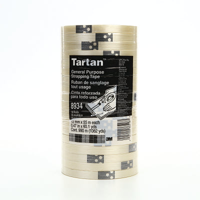 3M 021200-86520 Tartan Filament Tape 8934, 24 mm x 55 m, 4 mil, Clear